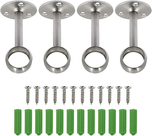 Miniatura 2 de Seimneire 4 soportes para barra de cortina de ducha de 1 pulgada, soporte para barra de cortina, soporte de montaje en techo, brida de tubo, zócalo