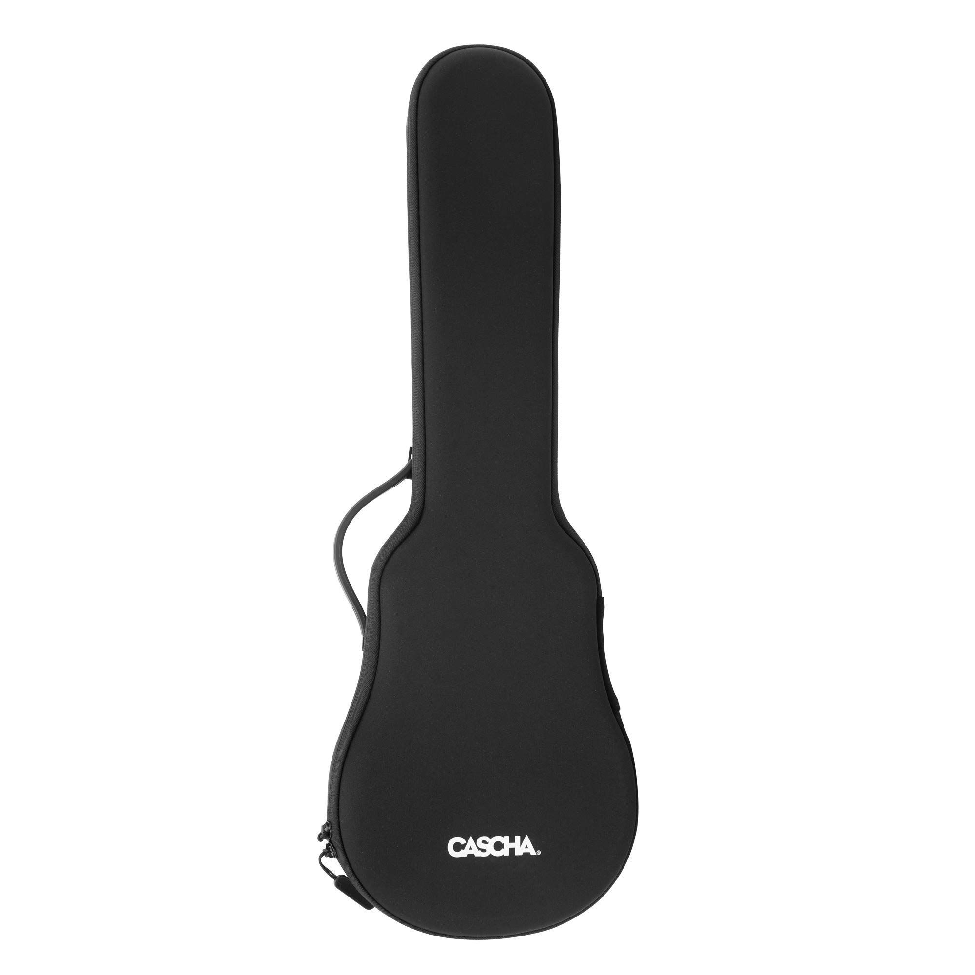 CASCHA Konzert Ukulele Set aus Kohlefaser I Carbon Ukulele Starter Kit mit 3 Plektren Tasche Gurt I Ukulele Set Fluorcarbon Saiten I Kleine Hawaii Gitarre für Anfänger Fortgeschrittene I Schwarz