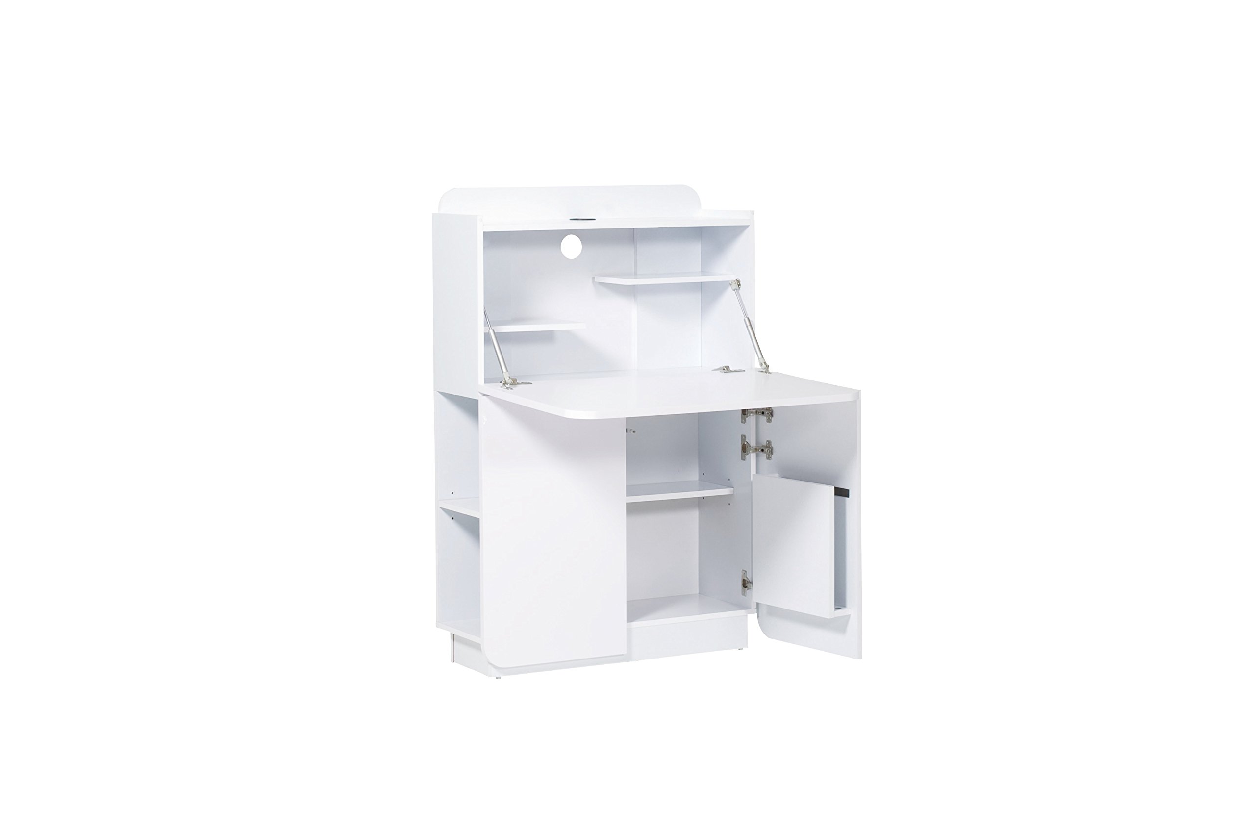 Jahnke CU-CULTURE MC HG-WS Mediencenter/Sekretär, E1-Holzwerkstoffplatten, beschichtet, hochglanz / weiß, 79,5 x 27,8 x 119 cm