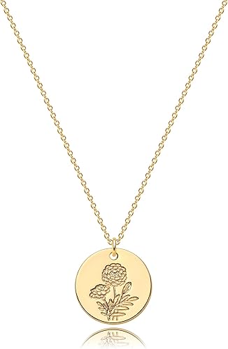 WEARON Collar del zodiaco para mujer, con moneda de oro, constelación, signo de horóscopo, astrología, grabado en oro de 14 quilates, cadena