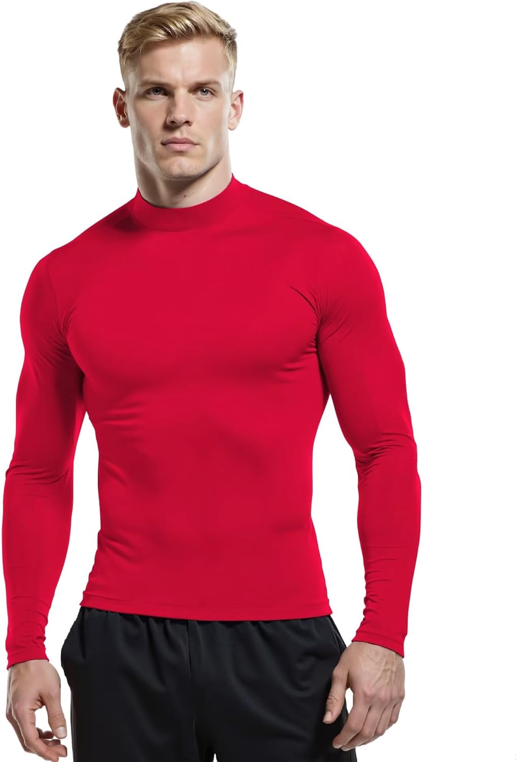 Mens Mock Turtleneck Long Sleeve Shirts, High Neck Thermal Base Layer - Image 2