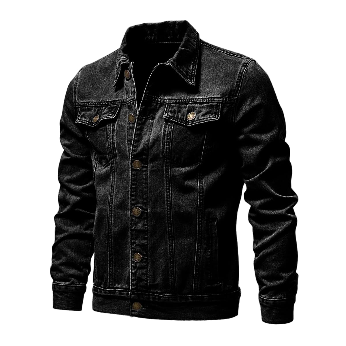 Giacca di Jeans da Uomo Oversize Stile Hip-Hop con Stampa Teschio Moda Primavera Giacca a Maniche Lunghe con Bottoni e Stampa Graffiti in Stile retrò Abbigliamento Workwear