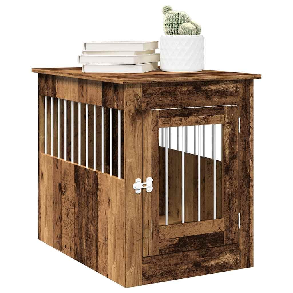 vidaXL Jaula para Perros Madera de ingeniería Madera Vieja 55x80x68 cm, caseta para Perros, Refugio para Perros, Jaula para Mascotas, Perrera