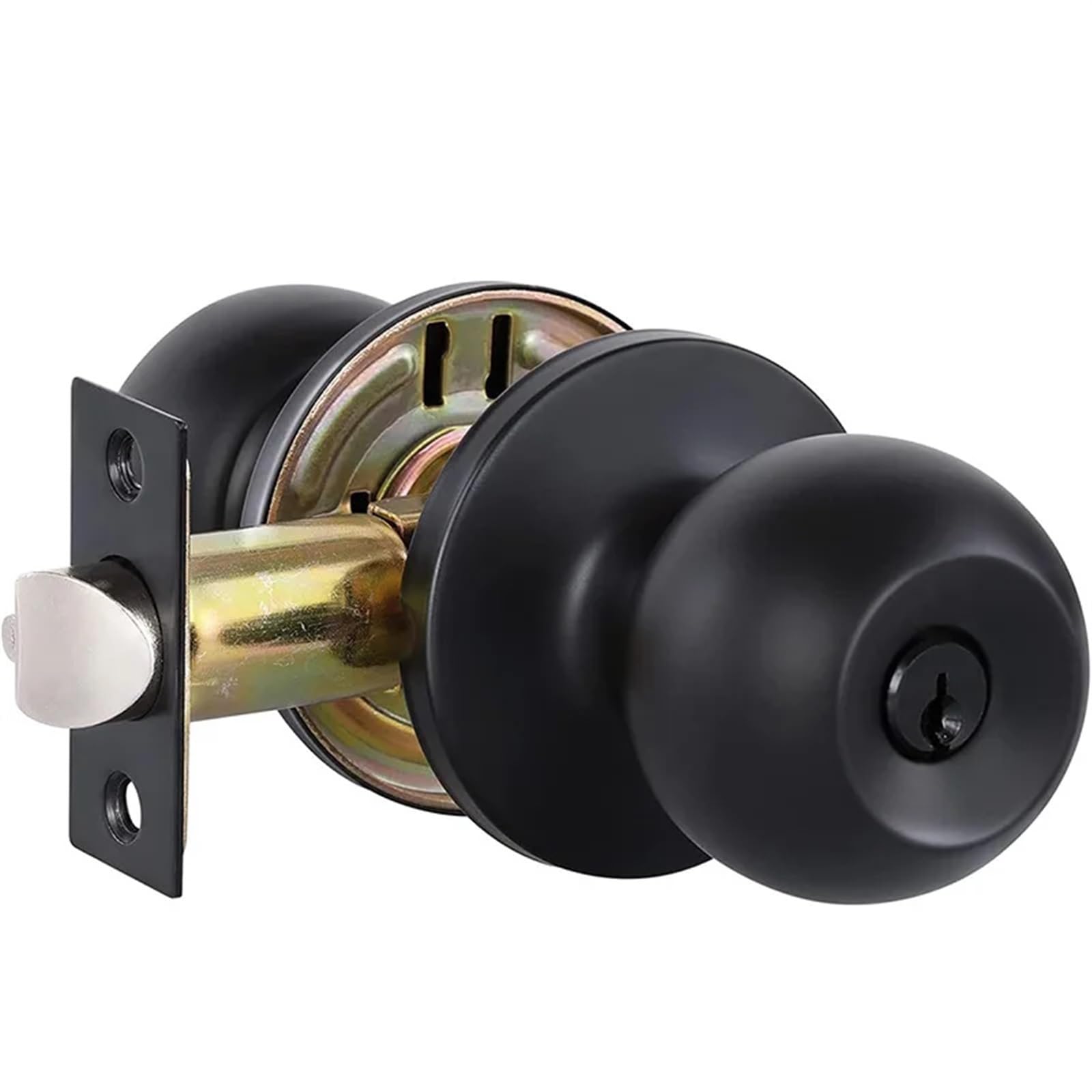 Serrure sphérique noire à trois barres pour porte de chambre à coucher