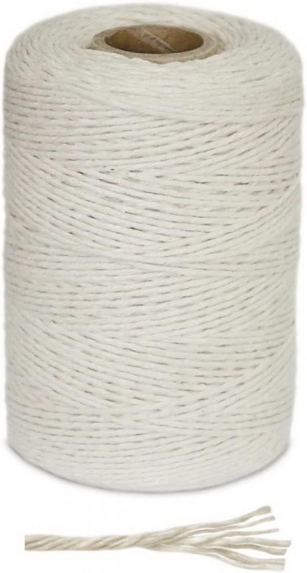 1320 Ft Best Kitchen Cotton Twine Food Safe Cooking String Perfect for Trussing and Tying Poultry Meat Making Sausage DIY Crafts and Decoration (Length: 1320 ft, White)