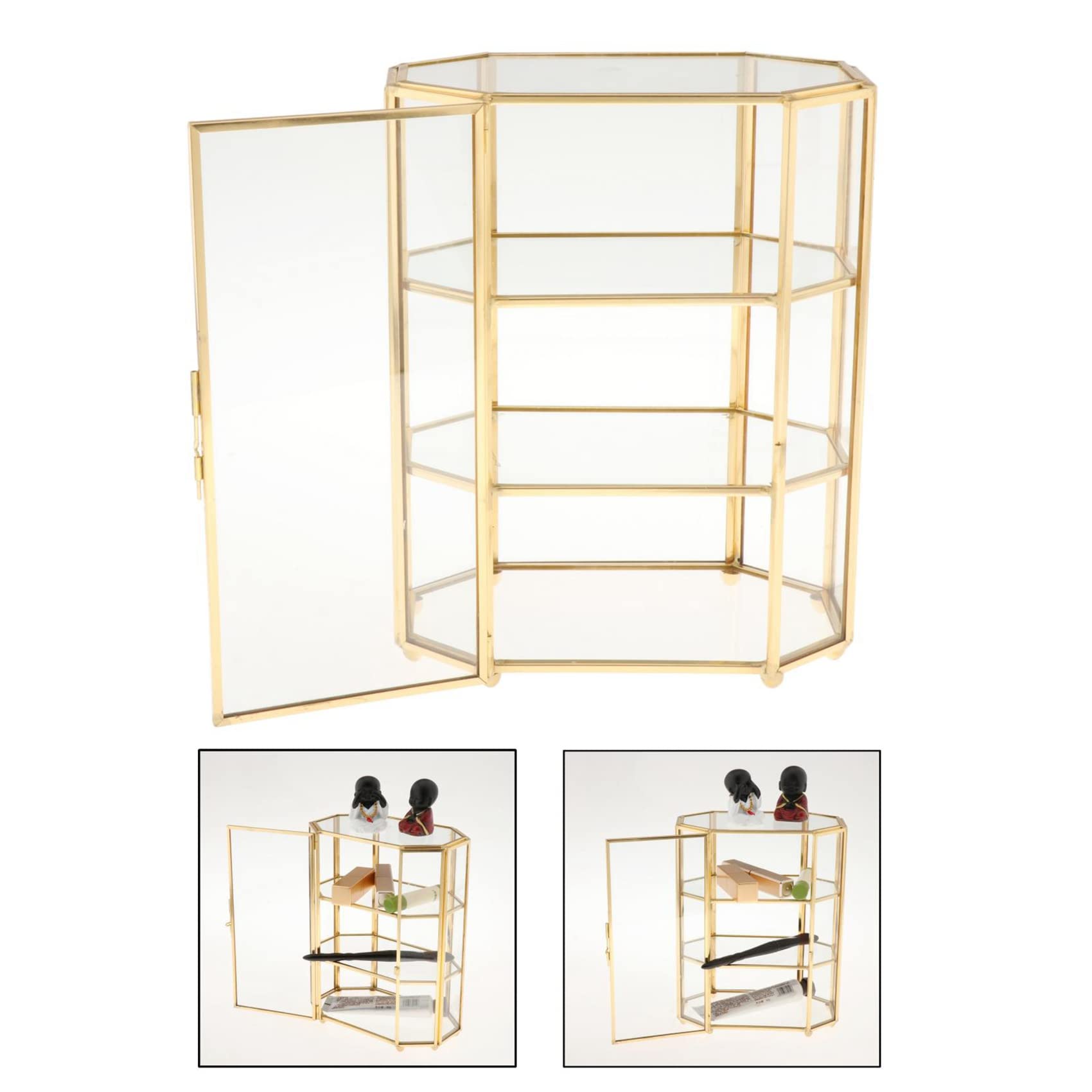 2X 3-Tier Jewelry Box Vetro Trucco Organizer Jewelry Box Multifunzione Display Case per Toeletta Decorazione