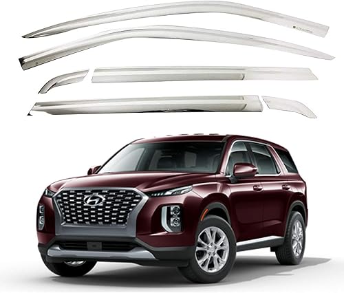 Miniatura 6 de AUTOCLOVER Juego de 6 piezas de visera lateral para Hyundai Palisade 2019 2020 2021 2022 2023 (negro)