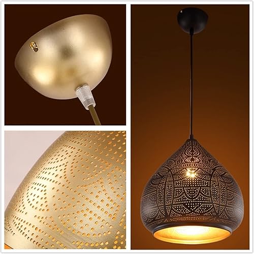 Miniatura 5 de CoolBag Lámpara colgante marroquí, lámpara turca candelabro vintage, lámpara de techo árabe porosa industrial, para cocina, isla, restaurante,
