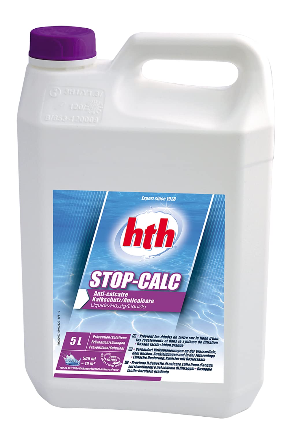 HTH Stop-Calc Liquide - 5L | Anti-Calcaire - Séquestrant Calcaire + 10 Tests HPS OFFERTS 6 en 1