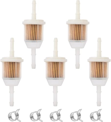 Paquete de 5 filtros de combustible para tractor de césped para línea de combustible de 1/4 pulgadas y 5/16 pulgadas, repuesto OEM 25 050 08-S, 25