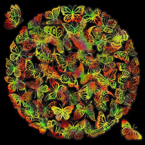 Naterly 100PCS Holographic Butterfly Stickers, Laser