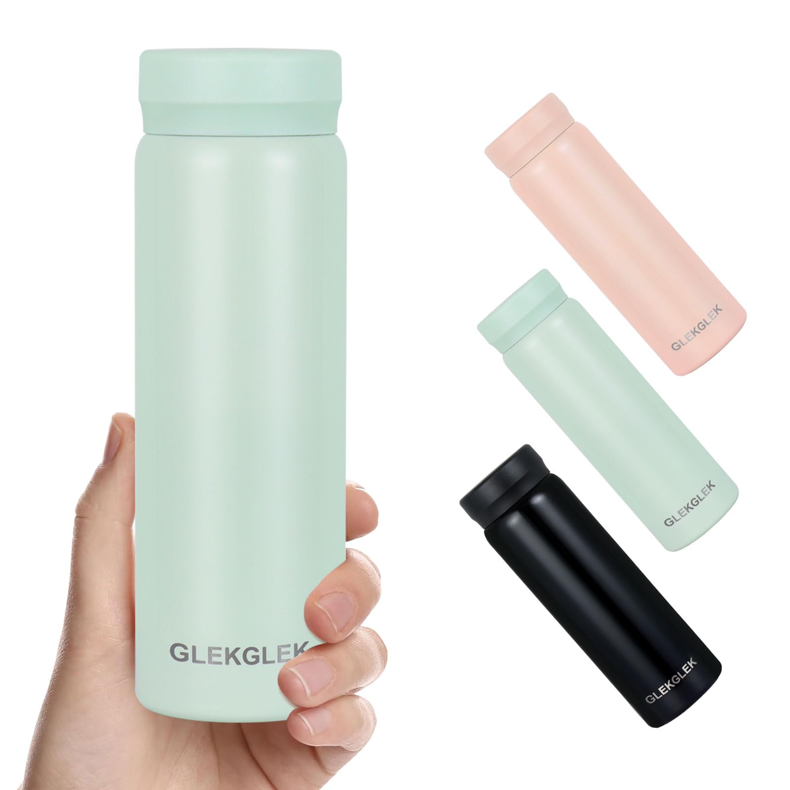 GLEKGLEK 280ml Small Water Bottle Portable, Double Wall Vacuum Mini Coffee Flask, for Travel, Office, School, Outdoor (Mint)