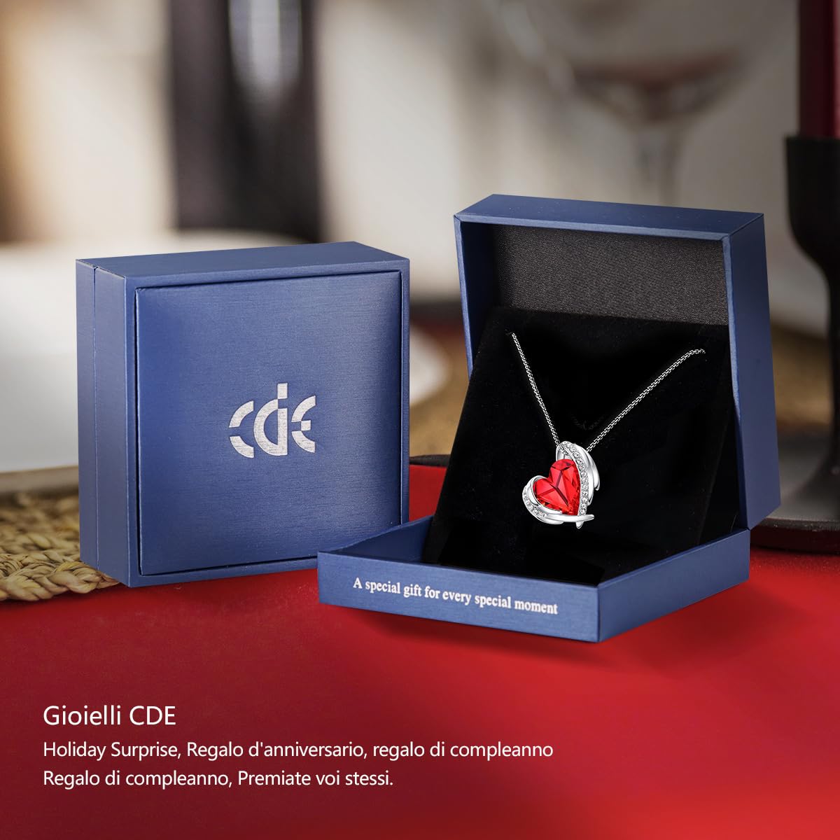 CDE Collana Donna Collana Cuore in Oro Rosa Gioielli Donna, Festa Della Mamma Lei Moglie Fidanzata Regalo Donna Compleanno Anniversario, Collana da Donna Regali di Natale Gioielli