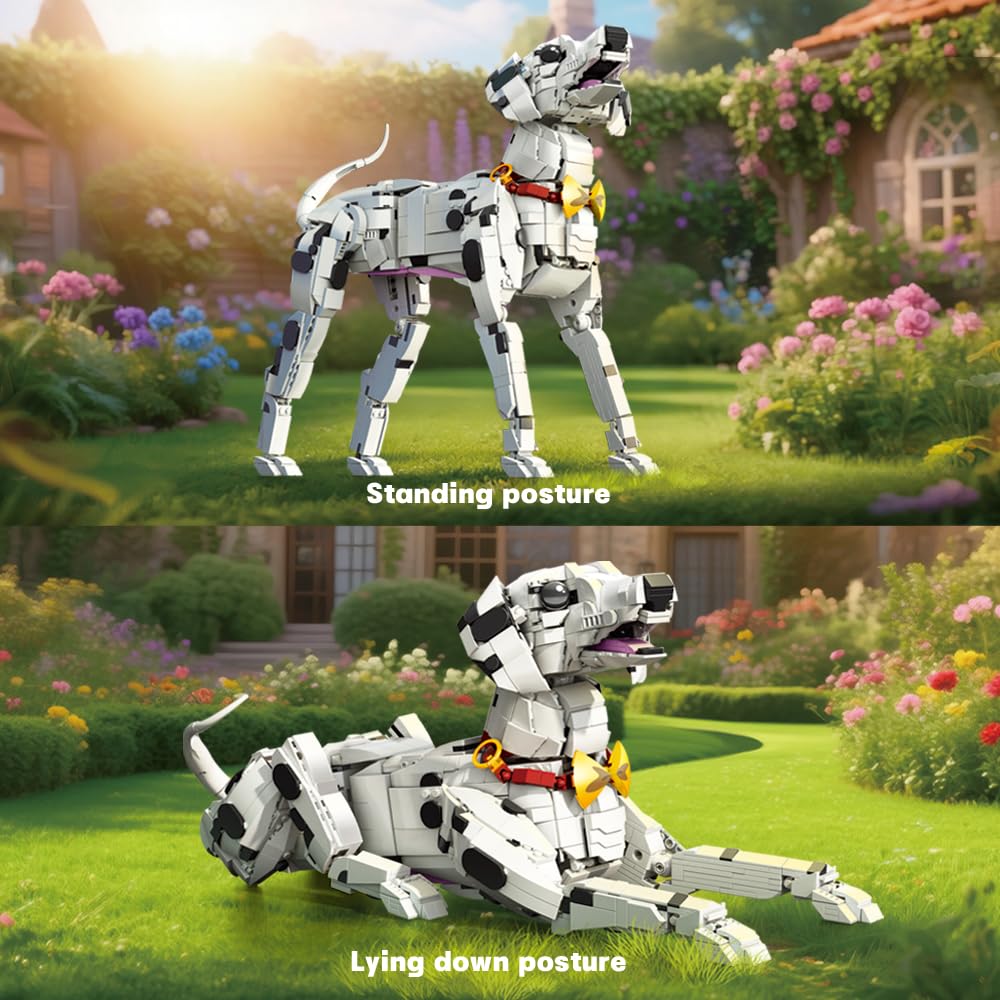 Juego de bloques de construcción dálmata, un juguete en forma de cachorro para amantes de los animales, coleccionar y exponer.(39101)