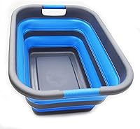 Vista 12 de SAMMART Cesta plegable de plástico plegable de 41 L (10.8 galones), contenedor de almacenamiento plegable, bañera de lavado portátil, cesta