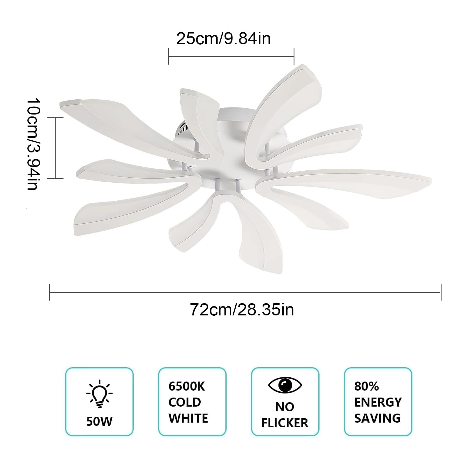 Comely Plafonnier LED, 50W 5625LM Lampe de Plafond, Luminaire Plafonnier Moderne pour Salon, Chambre à Coucher, 72cm, 6500K Lumière Blanche Froide