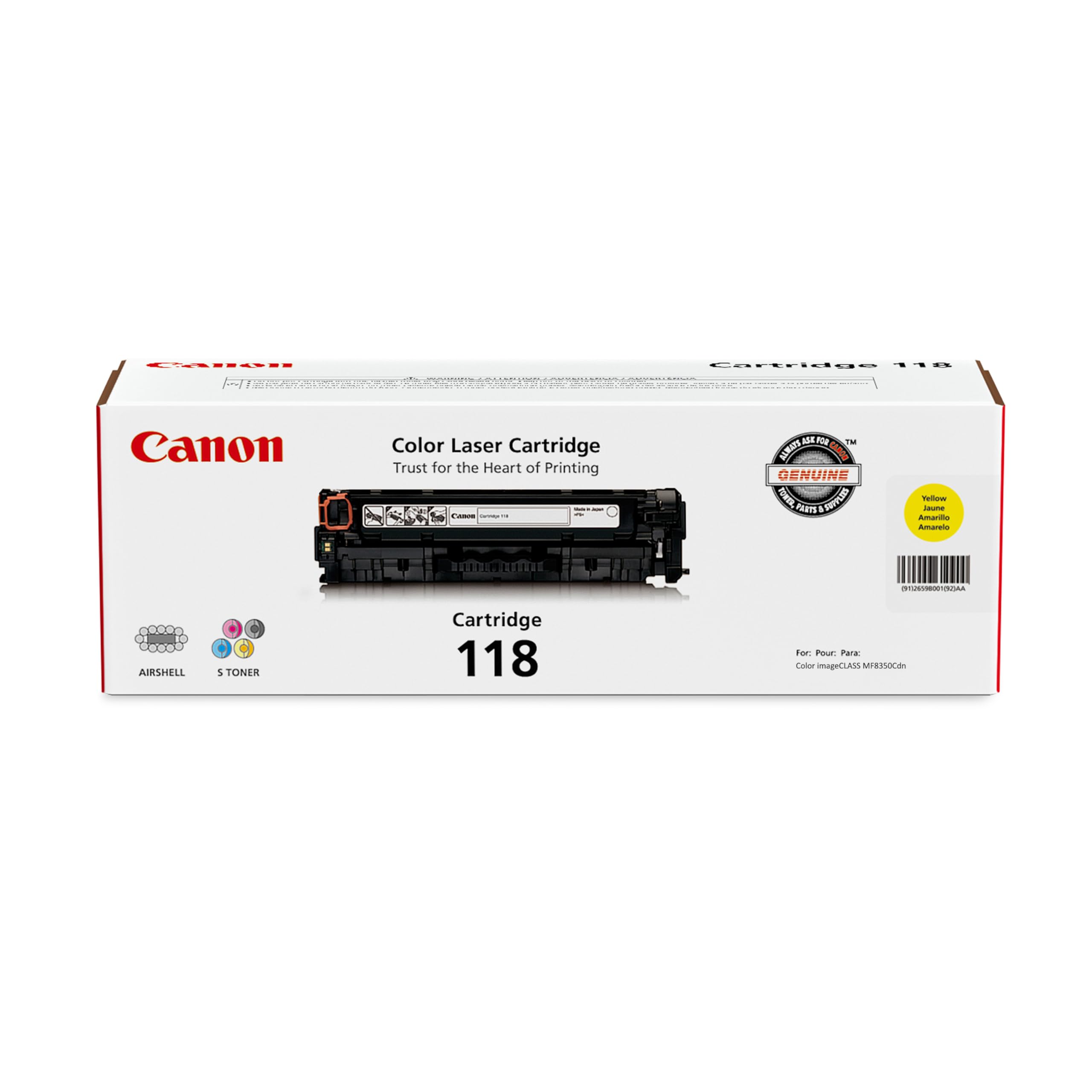 Amazon.com: Canon Genuine 118 Yellow Toner Cartridge