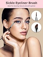 Vista 5 de TEOYALL Eyeliner Brush Set, 4 PCS Ultra Thin Slanted Angled Precision Fine Point Eyeliner Brush, Flat Eyebrow Brush