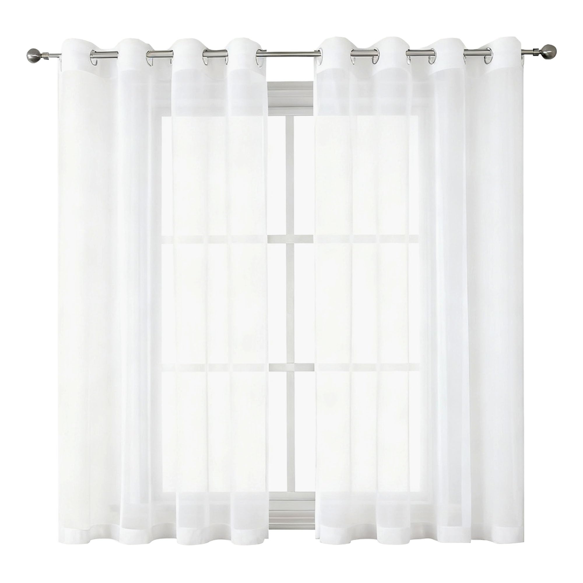 Rideaux voilage 450 x 365 cm blanc à oeillets pour habiller les grandes fenêtres de salon