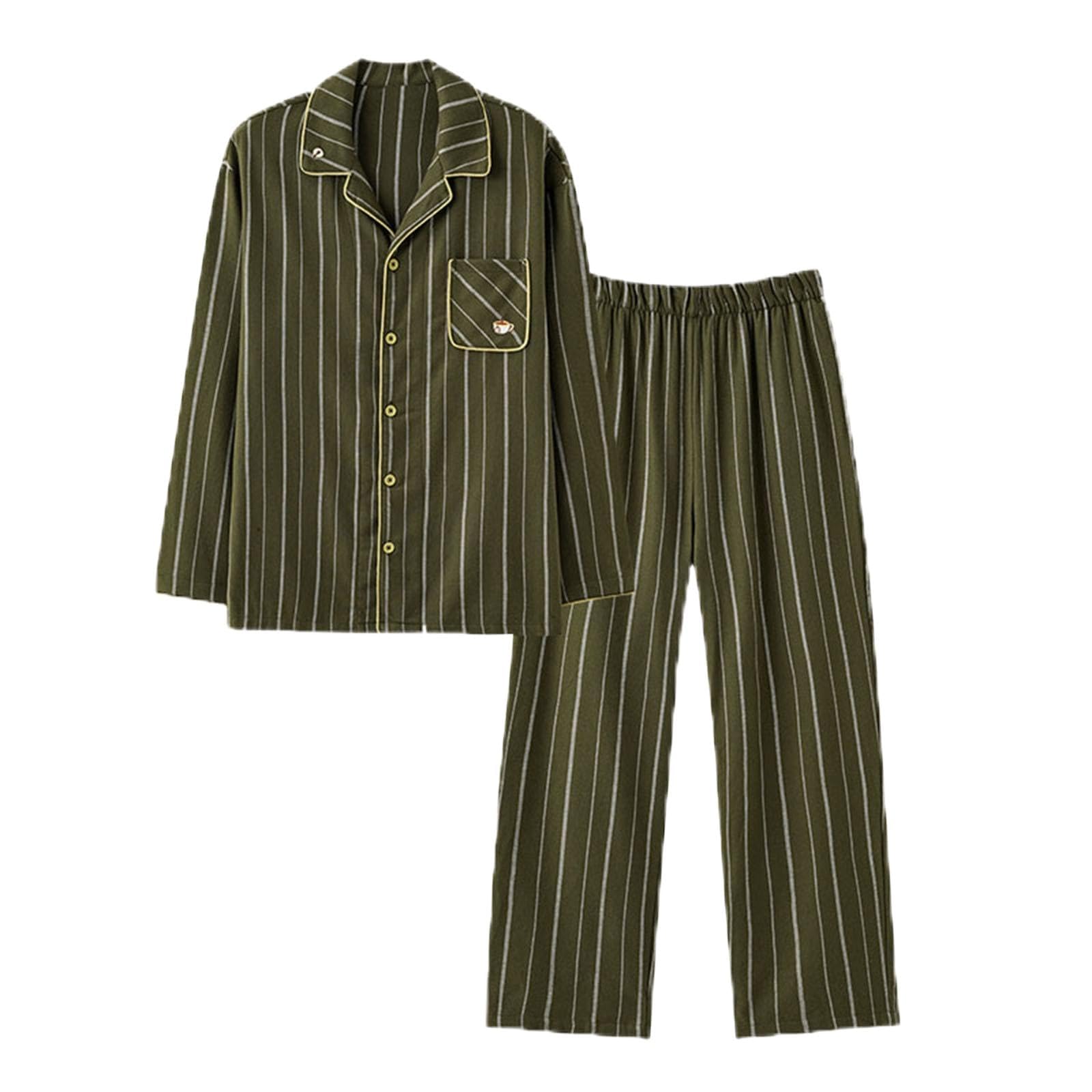 Pigiama da Uomo Morbido Eleganti Set di Pigiami a Due Pezzi Eleganza e Confort Top Pantaloni Lunghi Maniche Lunghe Completo Autunnale Invernale
