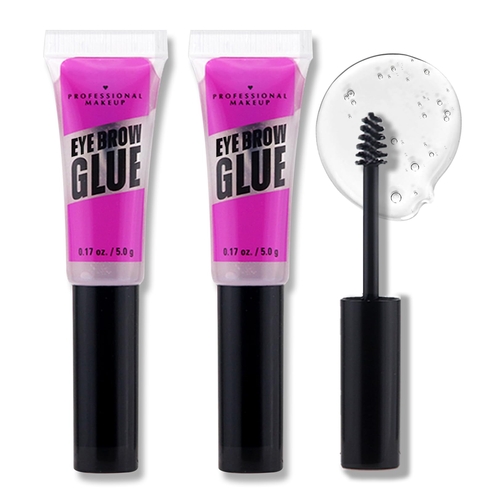 Jutqut2PCS Professional Makeup Brow Glue, Extreme Hold Eyebrow Gel, Brow Fast Sculpt, Waterproof, Transfer-proof - Clear