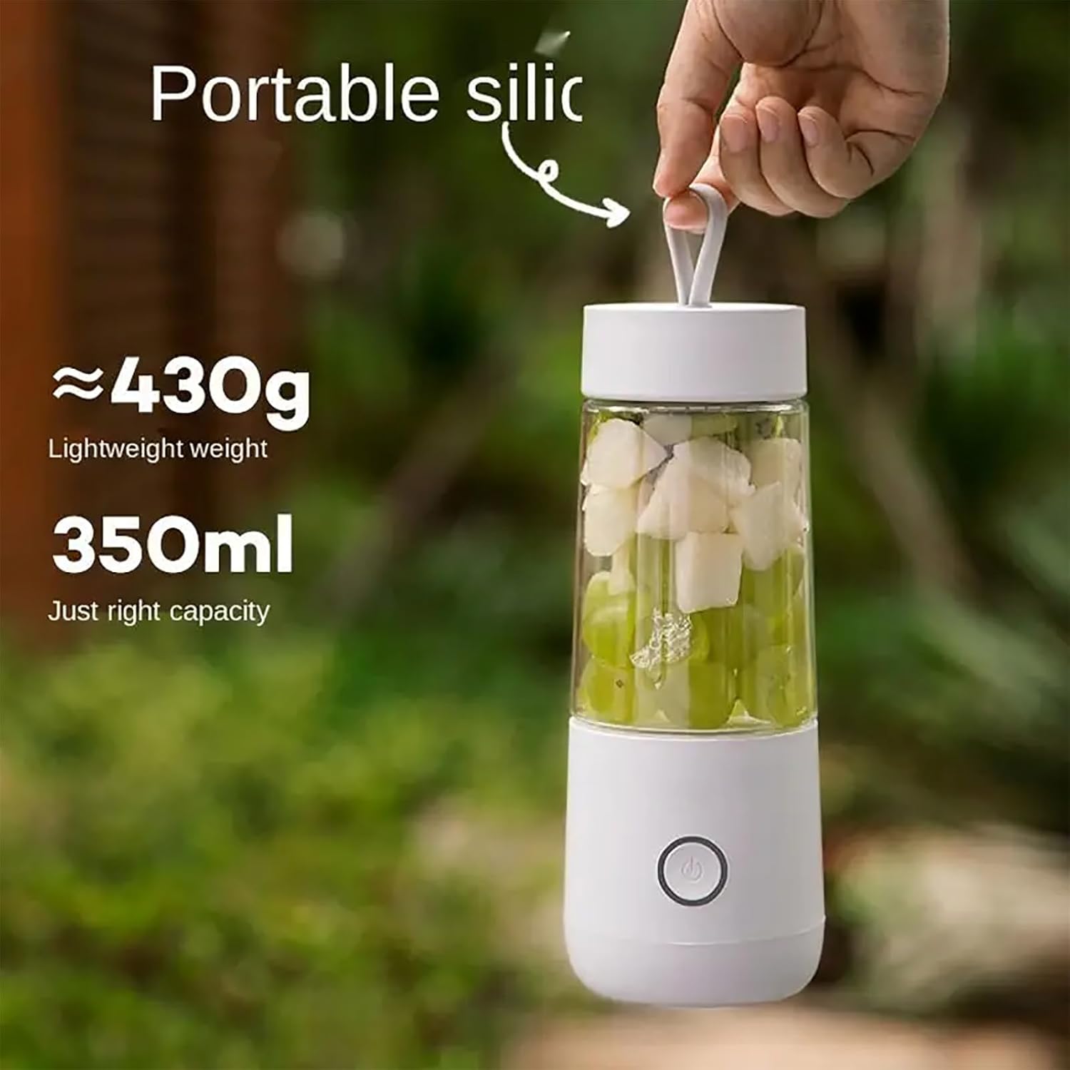 Personal Mini Juice Blender, Portable Juicer Cup 350ml with 4 Blades in 304 Stainless Steel, 15 Cups Output/Full Charged, BPA Free and Easy to Clean, for Sports, Travel, Fishing, Fitness