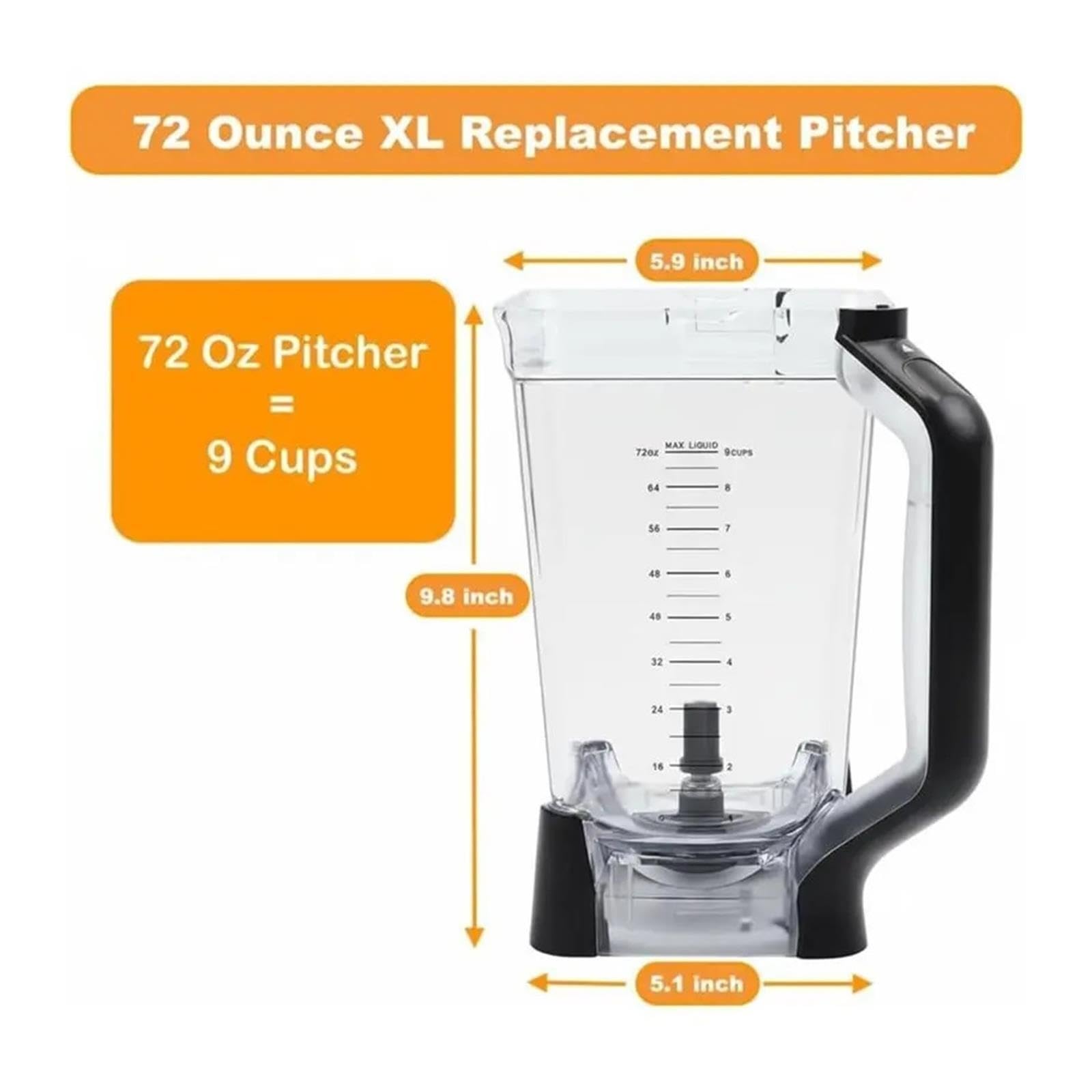 Genérico Jarra de licuadora XL de 72 oz con Tapa Compatible con Ninja BL660