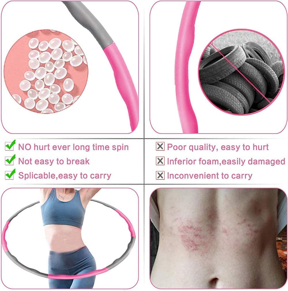 zaizai Hula Hoop, Hula Hoop d'exercice De Remise en Forme, Hula Hoop Détachable, Hula Hoop De Fitness Pliable, 8 Segments Design-Professional Soft Fitness Hula Hoop pour Brûler Les Graisses