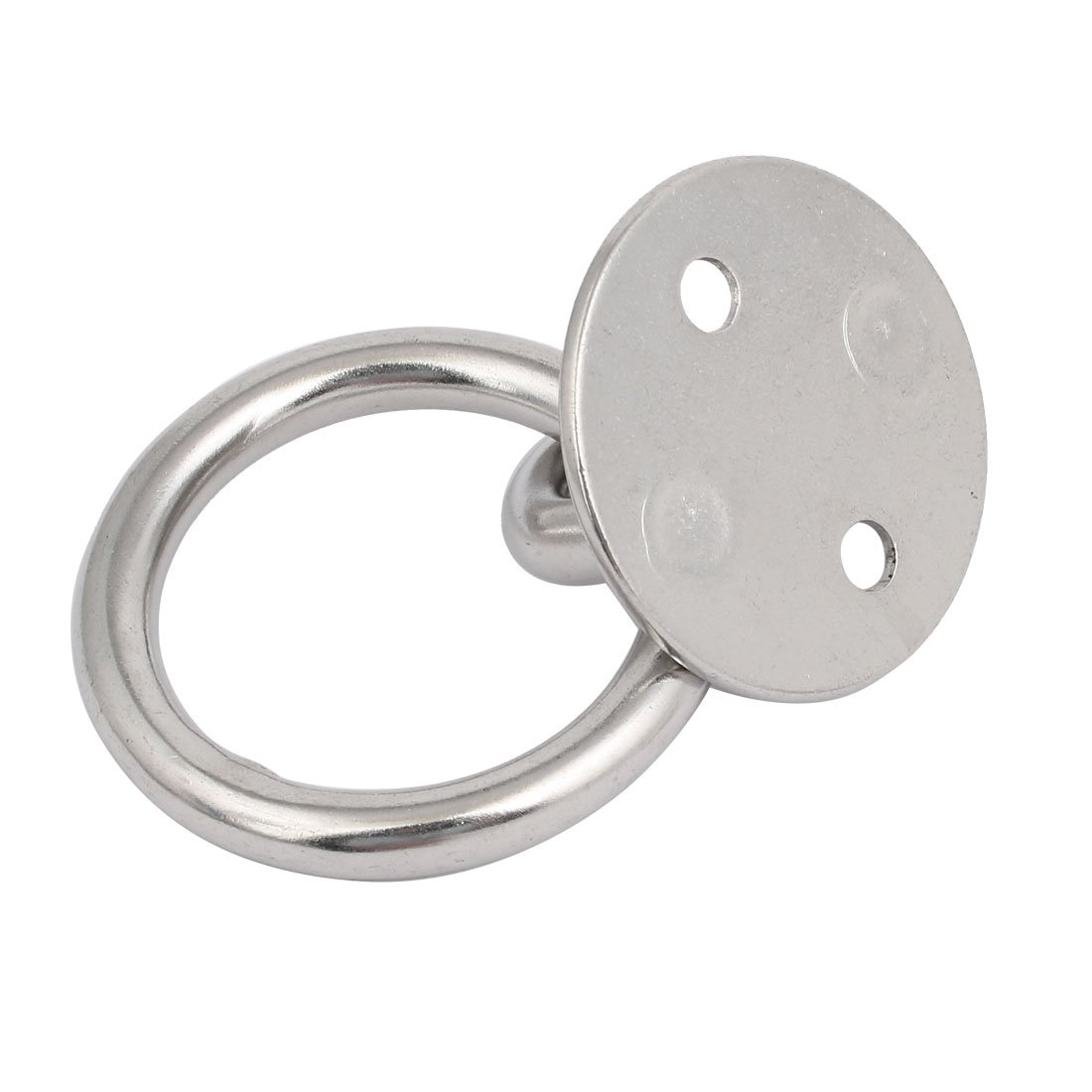Aexit 4pcs 304 Home Hardware Stainless Steel 8mm Thick Round Sail Shade Pad Eye Plate w Ring Model:69as148qo387