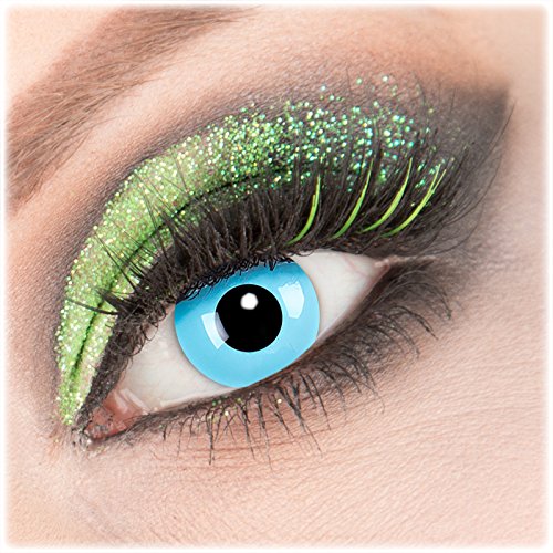 Farbige blaue 'Sky Angel' Kontaktlinsen 1 Paar Crazy Fun Kontaktlinsen mit Behälter zu Fasching Karneval Halloween - Topqualität von 'Giftauge' ohne Stärke