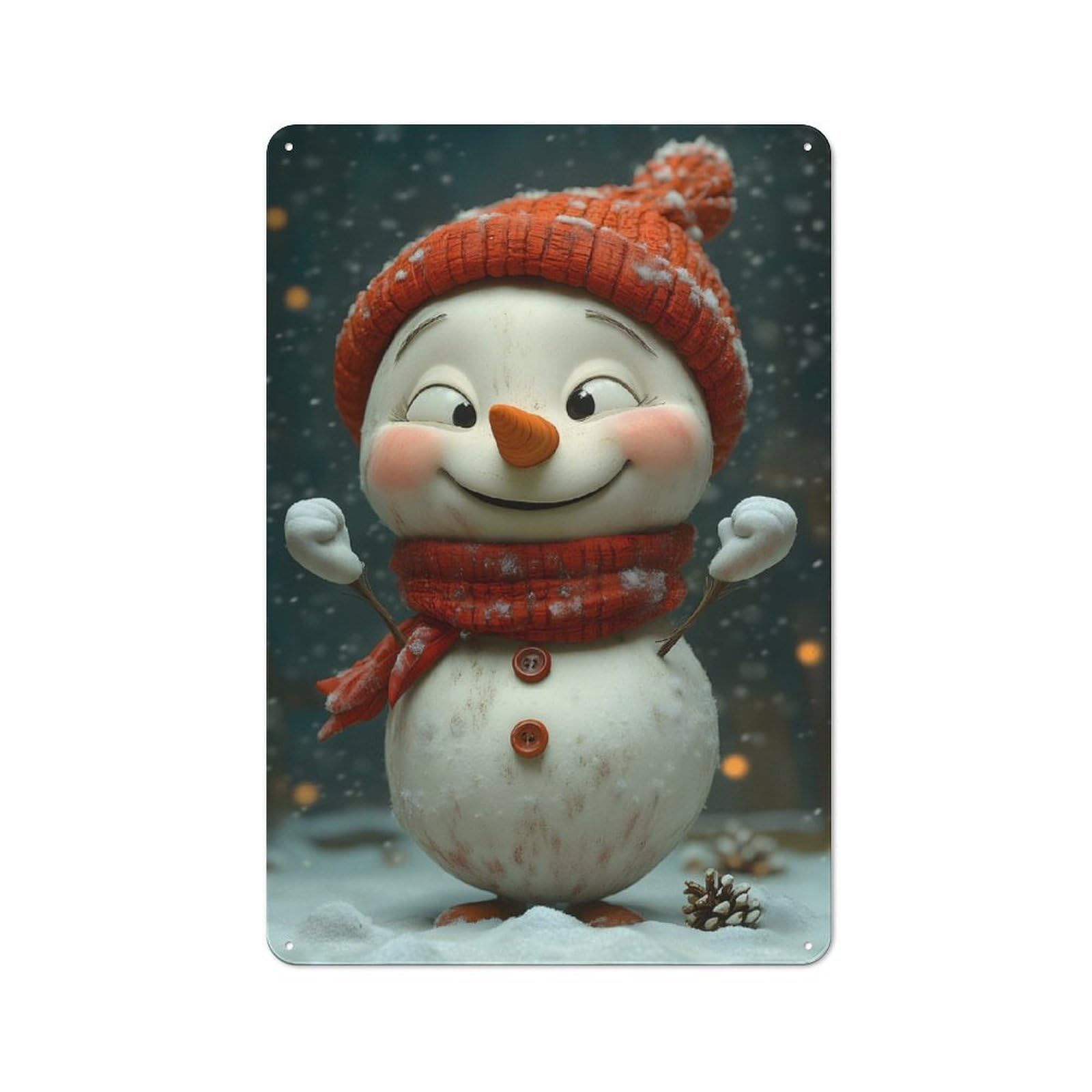 Junmoney Cheerful Snowman Christmas 30X20cm Retro Tin Sign With For Dining Room Or Kitchen, For Metal Sign Collectors, For Garage And Workshop Walls