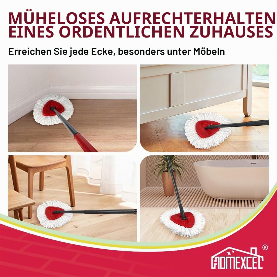 HOMEXCEL Mop Ersatzköpfe Kompatibel mit Vileda EasyWring Spin 6 Pack-Waschbare Mikrofaser Spin Head Refills-Easy Cleaning Mop Head Replacement