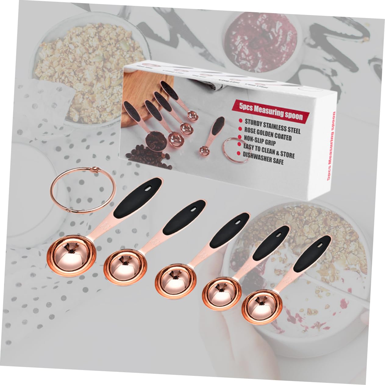 Ciieeo 3 Ensembles Cuillère à mesurer de en or rose cuillere doseuse cuillères à mesurer accessoires de cuisine cuillère à cocktail Acier inoxydable Rose Gold