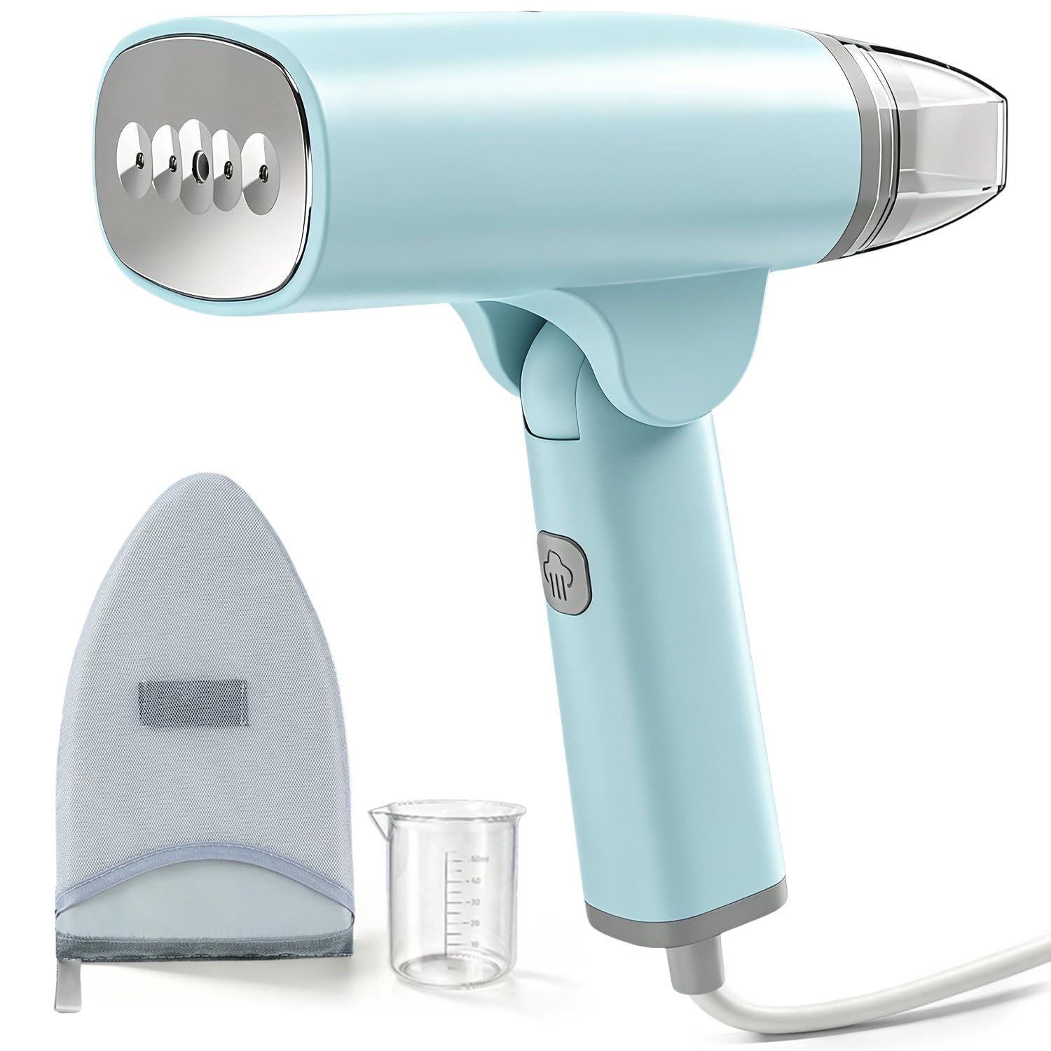 Steamer Dampfglätter, 1300W Dampfbügeleisen Reisebügeleisen Steam iron, 5s Blitzschnelles Aufheizen, Mit Hand-Bügelbrett, Faltbarer Reise Steamer, Blau