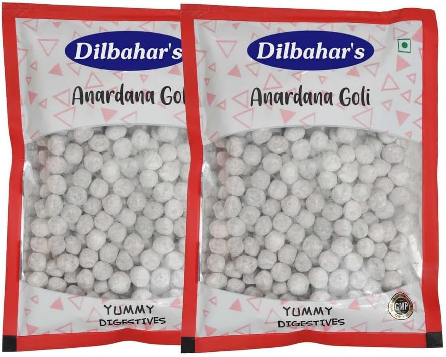 Dilbahar's Anardana Goli - 400G Pack Of 2 | Anardana Goli Pachak | Digestive Goli Pachak | Mukhwas Mouth Freshener | Anardana Churan Goli | Churan Digestive Mouth Freshener Mukhwas | After-Meal Treat