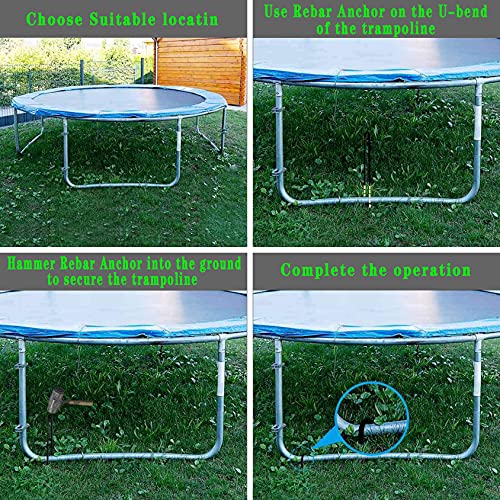 image for BTSULYOO Nigh Coated Rebar Trampoline Wind Stakes Set of 12 Safety Gro