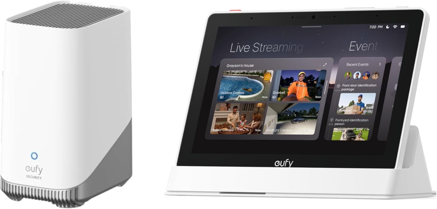 eufy Security HomeBase S380 (HomeBase 3) with Smart Display E10, eufy Edge Security Center, Local Expandable Storage up to 16TB, Product Compatibility, 2.4 GHz Wi-Fi, No Monthly Fee