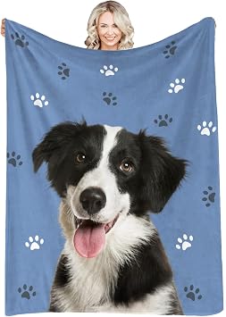 Custom Pet Blanket Personalized Photos Text Collage Customized Picture Throws Blankets for Couple Lover Adults Family Birthday, 60x50 Inches