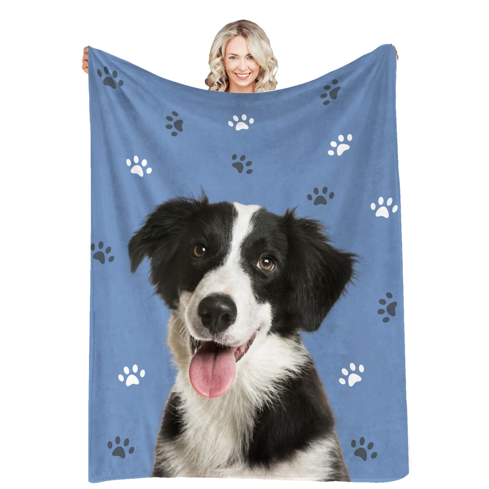 SIMIEEK Custom Pet Blanket Personalized Photos Text Collage Customized Picture Throws Blankets for Couple Lover Adults Family Birthday, 60x50 Inches