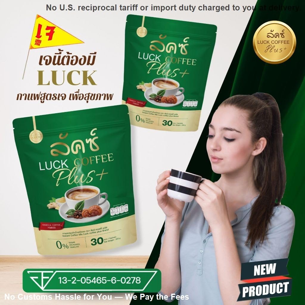 Luck Instant Coffee Plus Mix Healthy 32 in 1 Vegan Arabica 510 grams (30 Sachets) Roasted Snack Delicious Mellow Intense Set 12 By Beautygoodshop [Get Free For You Beauty Gifts]