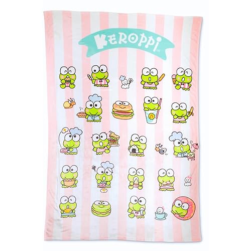 Collectibles Keroppi Foodie Bedding Super Soft Cozy Blanket, 62 in x 90 in, (Officially Licensed Product) by Franco - Keroppi - Food Buffet - 62 in x 90 in