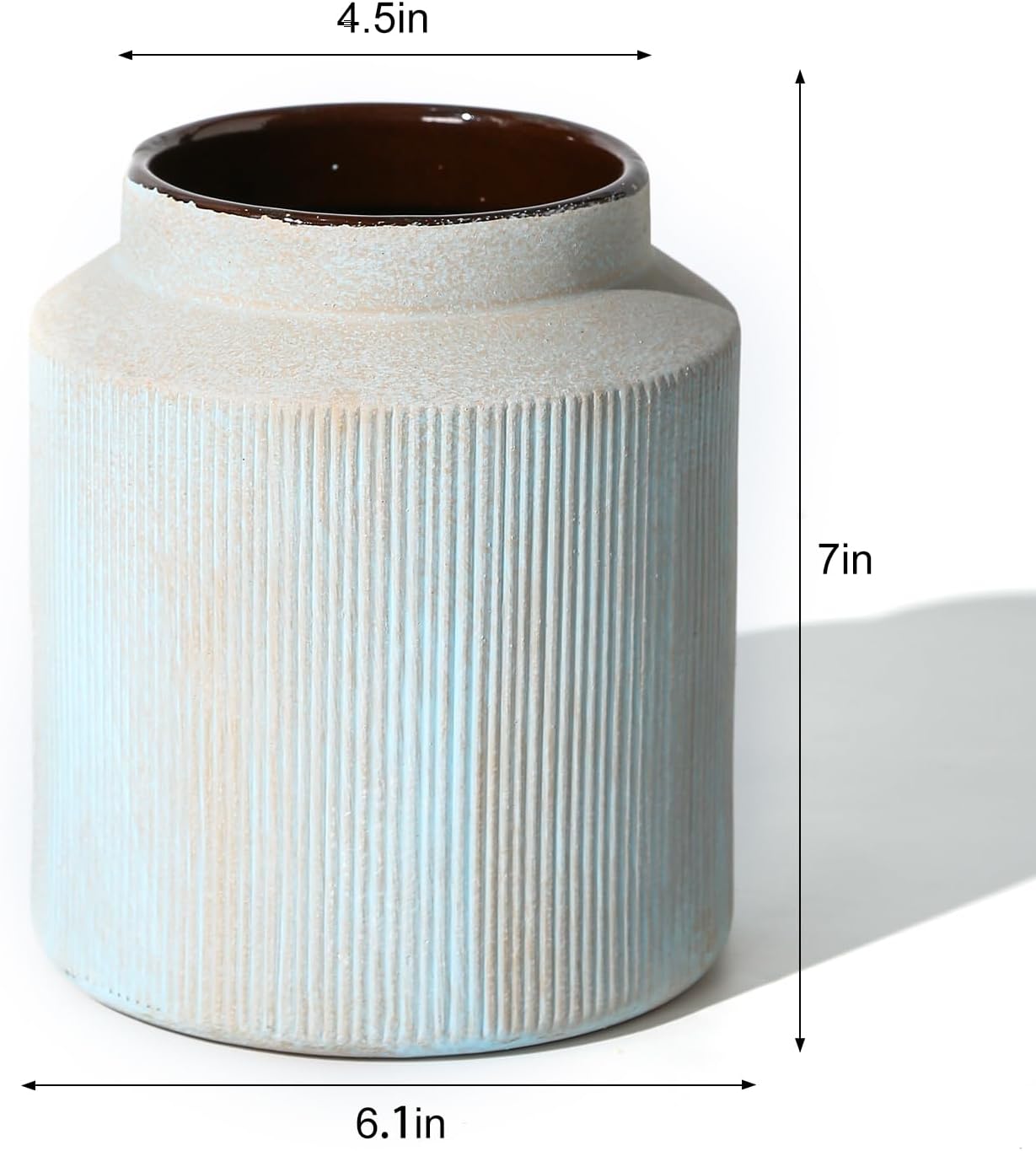 Farmhouse Vase for Home Decor, Vintage Rustic Terracotta Flower Vase Suitable for Home Decor, Living Room, Shelf, Dining Table. 7IN.Light Green - Image 2