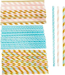 100-Pack Paper Straws, Biodegradable & Disposable Drinking Straws for Lemonade, Cocktails, Parties & Daily Use