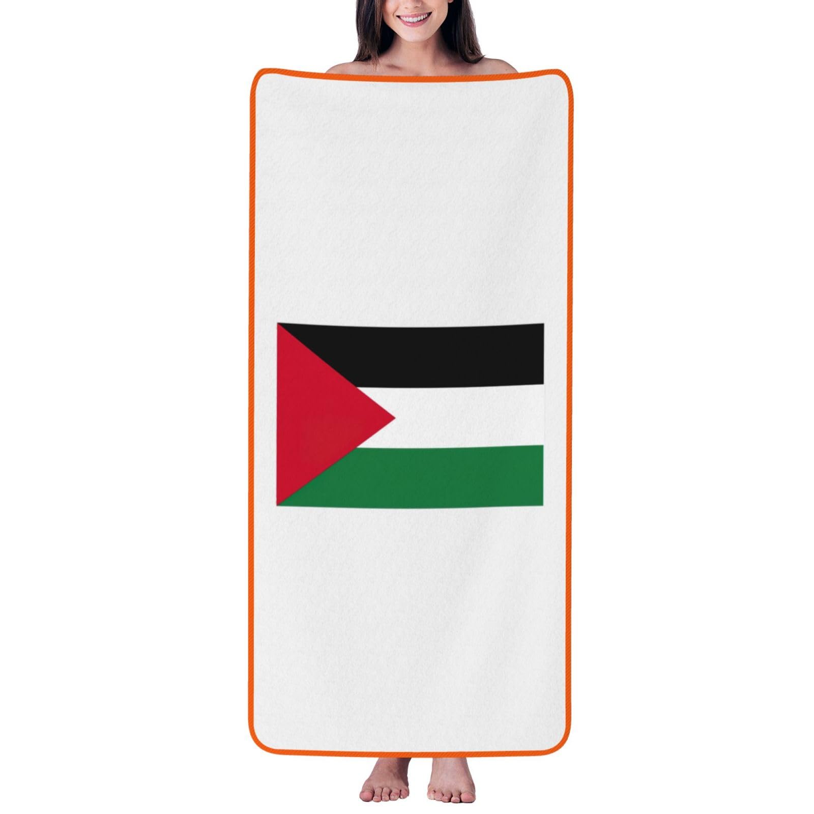 Ztpowqa Women's Orange Palestine Flag Print Coral Velvet Bath Towel For Home Gym Lounging Bathroom Spa Hotel Beach Travel