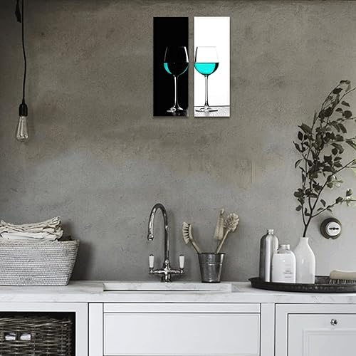 Miniatura 6 de Arte de pared de copa de vino, decoración de comedor, bar, copa de vino, impresiones en lienzo, imágenes retro rojas y negras, decoración de pared