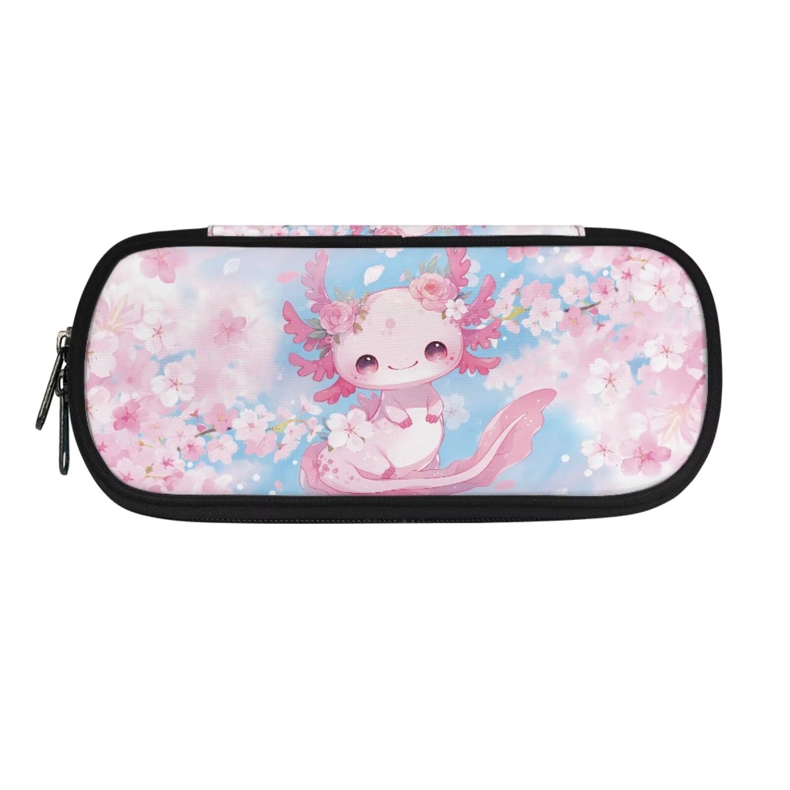 ASQVTIFE Cute Axolotl Pencil Pouches with 2 Compartments for School Little Girls Animal Axolotl Big Capacity Pencil Pouch 4-Hole Binder Mesh Zipper Case Pen Bag Pocket — image 1