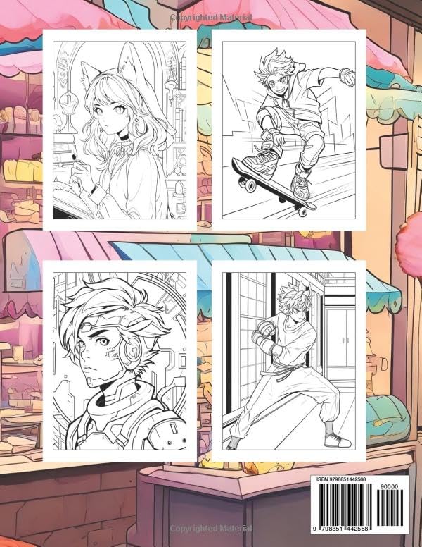 Miniatura 2 de Anime Coloring BookTeens Edition Manga & Kawaii Art Coloring Books Series. Cute for Girls and Boys. Suitable Desing to Color by Adults, Teenagers