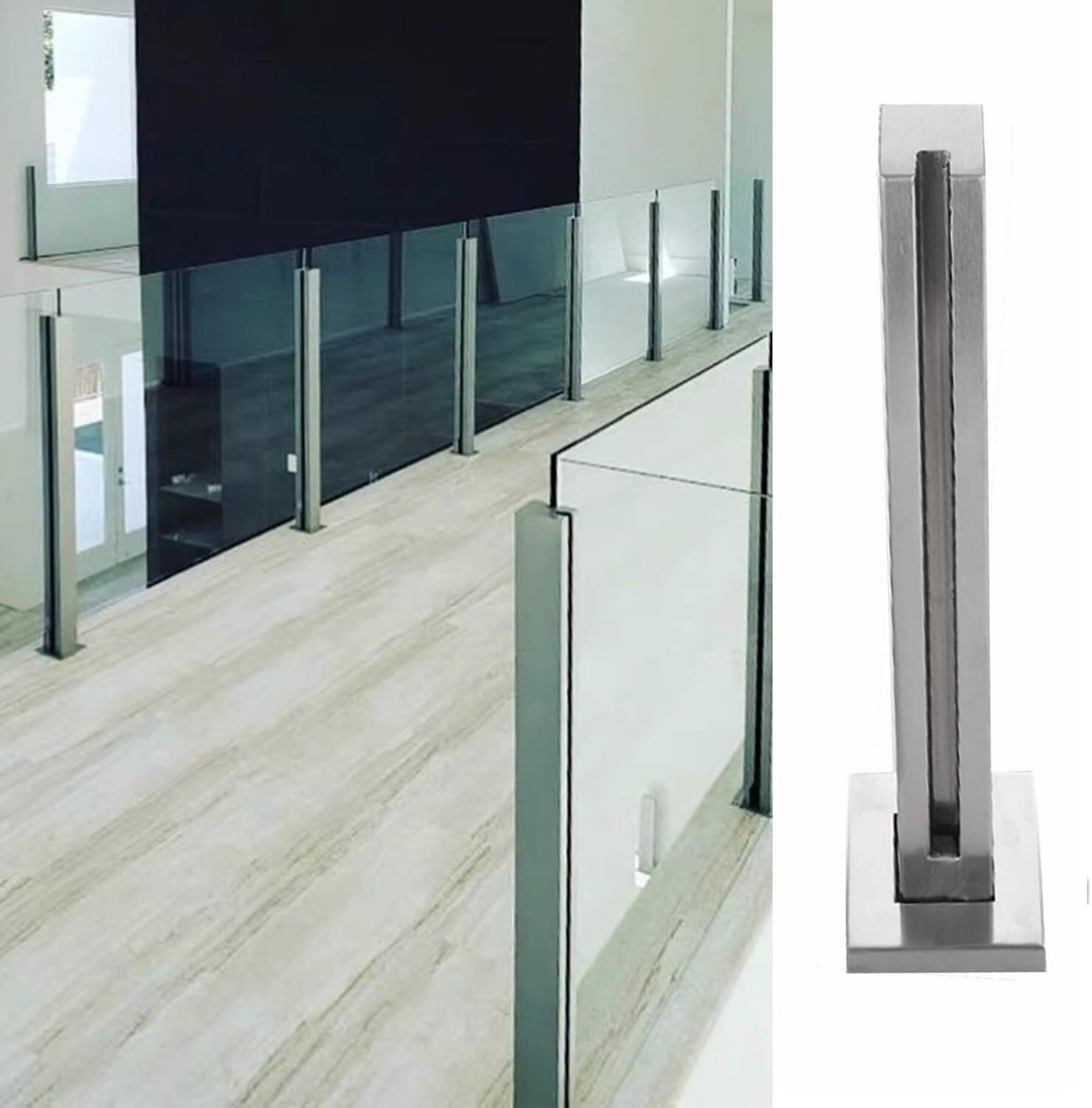 Barandilla de acero inoxidable con soporte seguro y moderno para proteger balcón o terraza