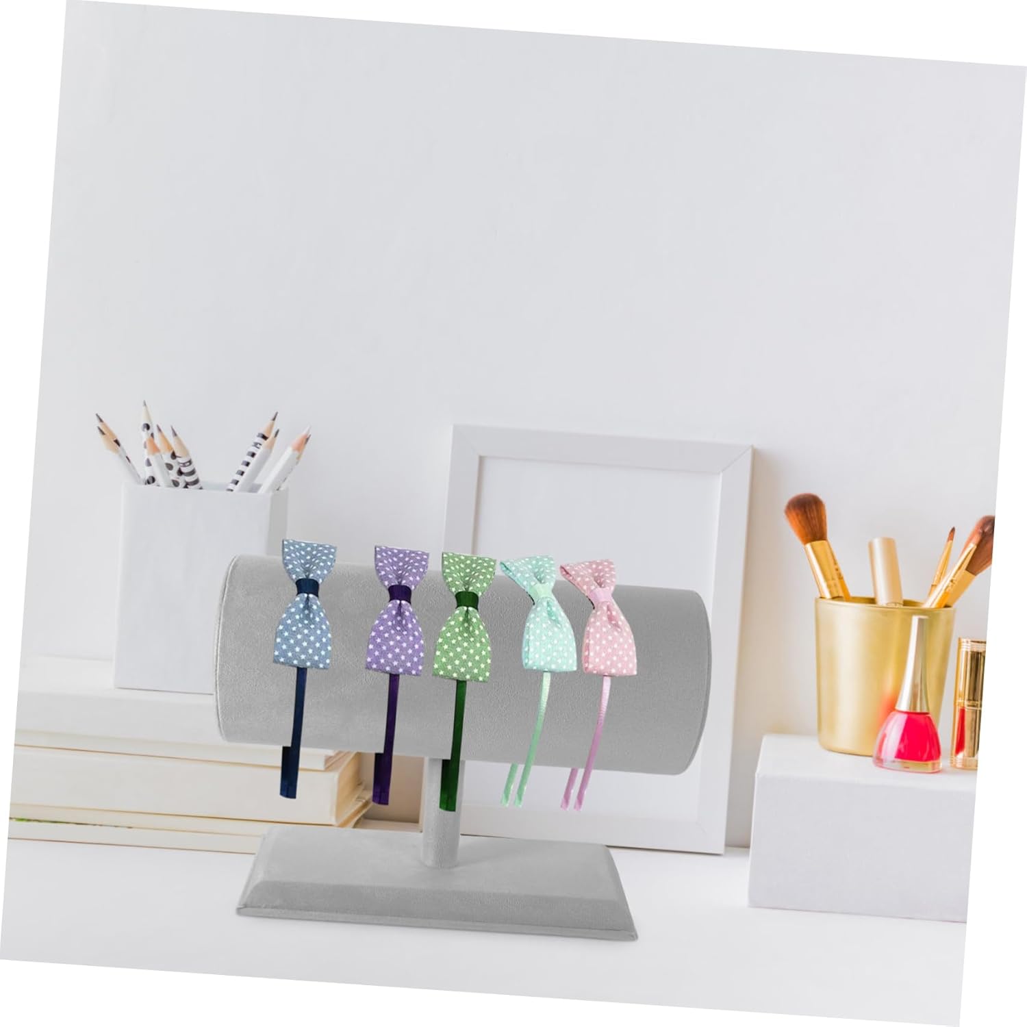 Dresser Headband Stand Organizer for Hair Accessories Compact Display Rack for Hairbands Lightweight and Hair Tie Holder for Girls Vanity Bedroom