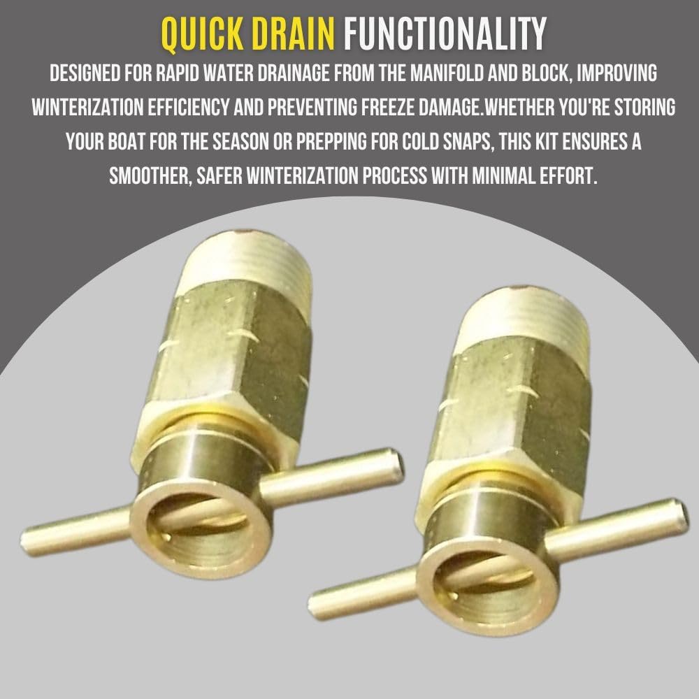 Manifold and Block Drain Plug Kit compatible with Mercruiser, OMC, Volvo Penta and many others.